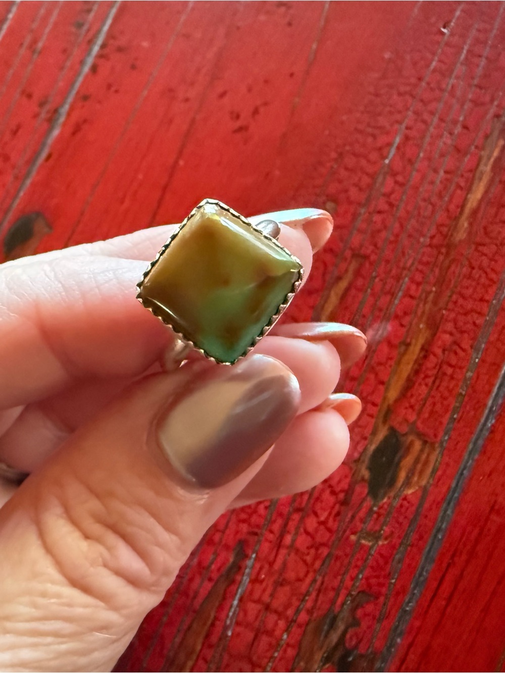 Navajo Lorenzo Arviso Jr LAJR Sterling Silver Green Turquoise Ring Sz 8.5 New!